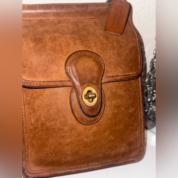 Vintage coach murphy crossbody bag British tan leather flap purse - Picture 2 of 16
